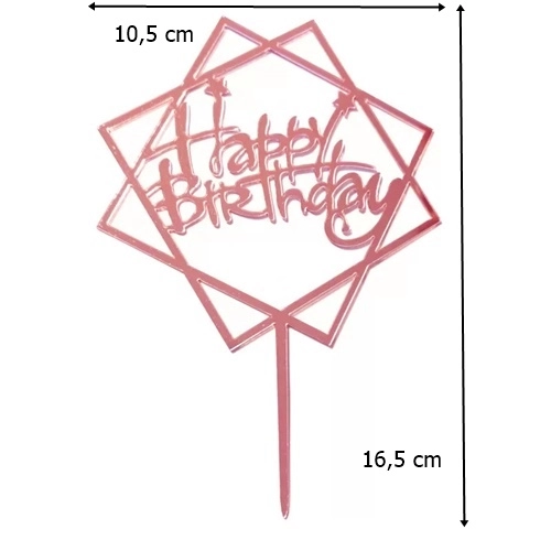 Topper ozdoby na tort napis Happy Birthday różowy dekoracje urodzinowe